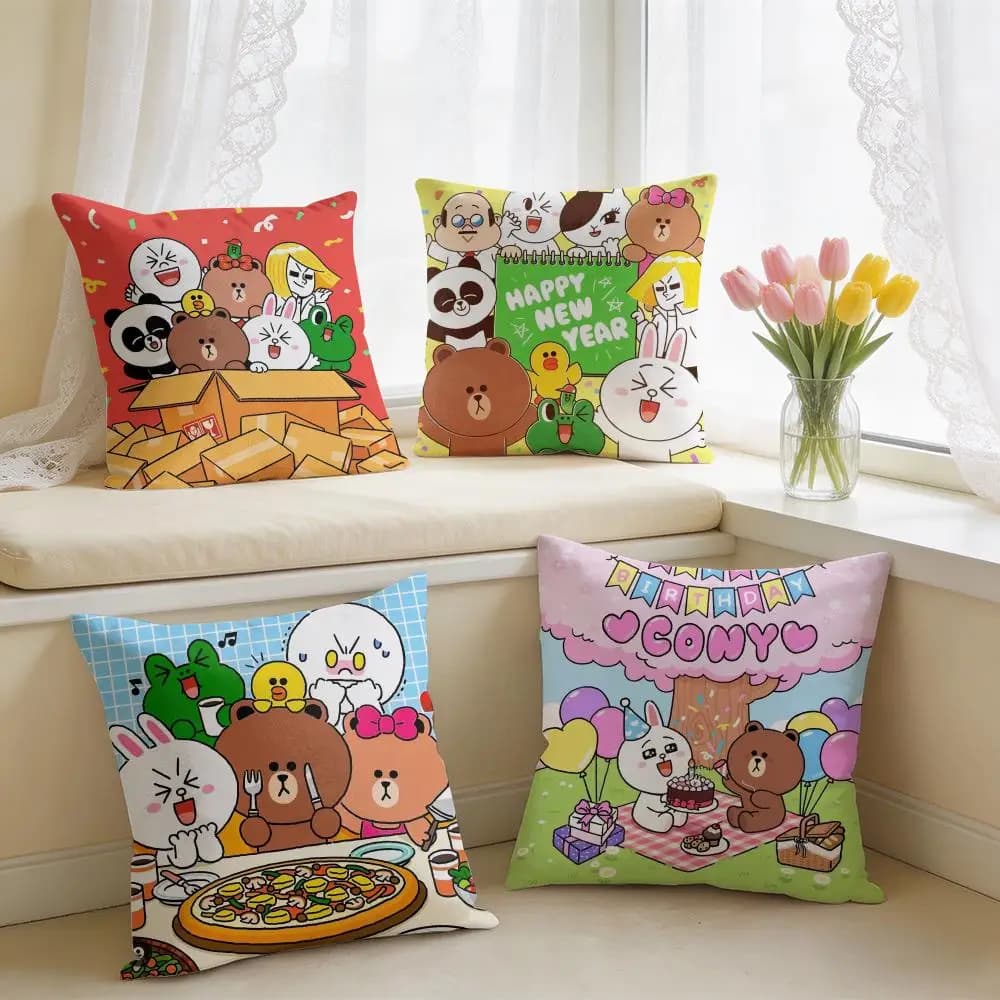 KINGDOM L-LINE F-Friends Cushion Cover Square Short Plush Pillow Case Living Room Sofa Home Decor Funda 40X40