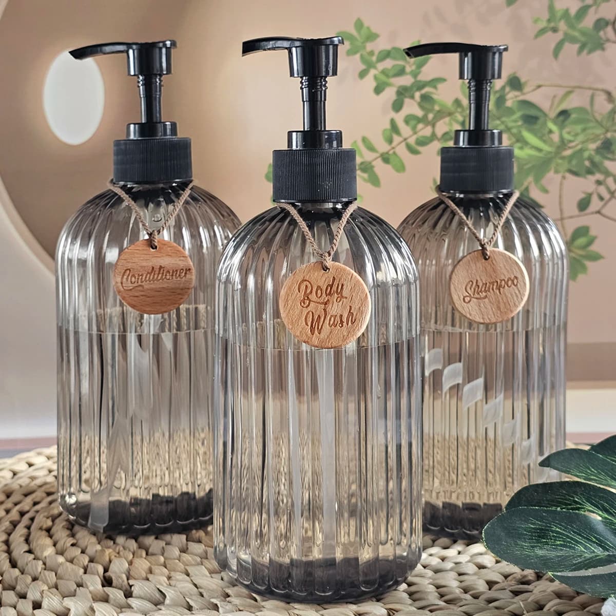 Bottiglie con pompa per sapone da 3 pezzi, dispenser per shampoo e balsamo ricaricabili da 16,9 once, elegante decorazione per la casa, ideale per il bagno