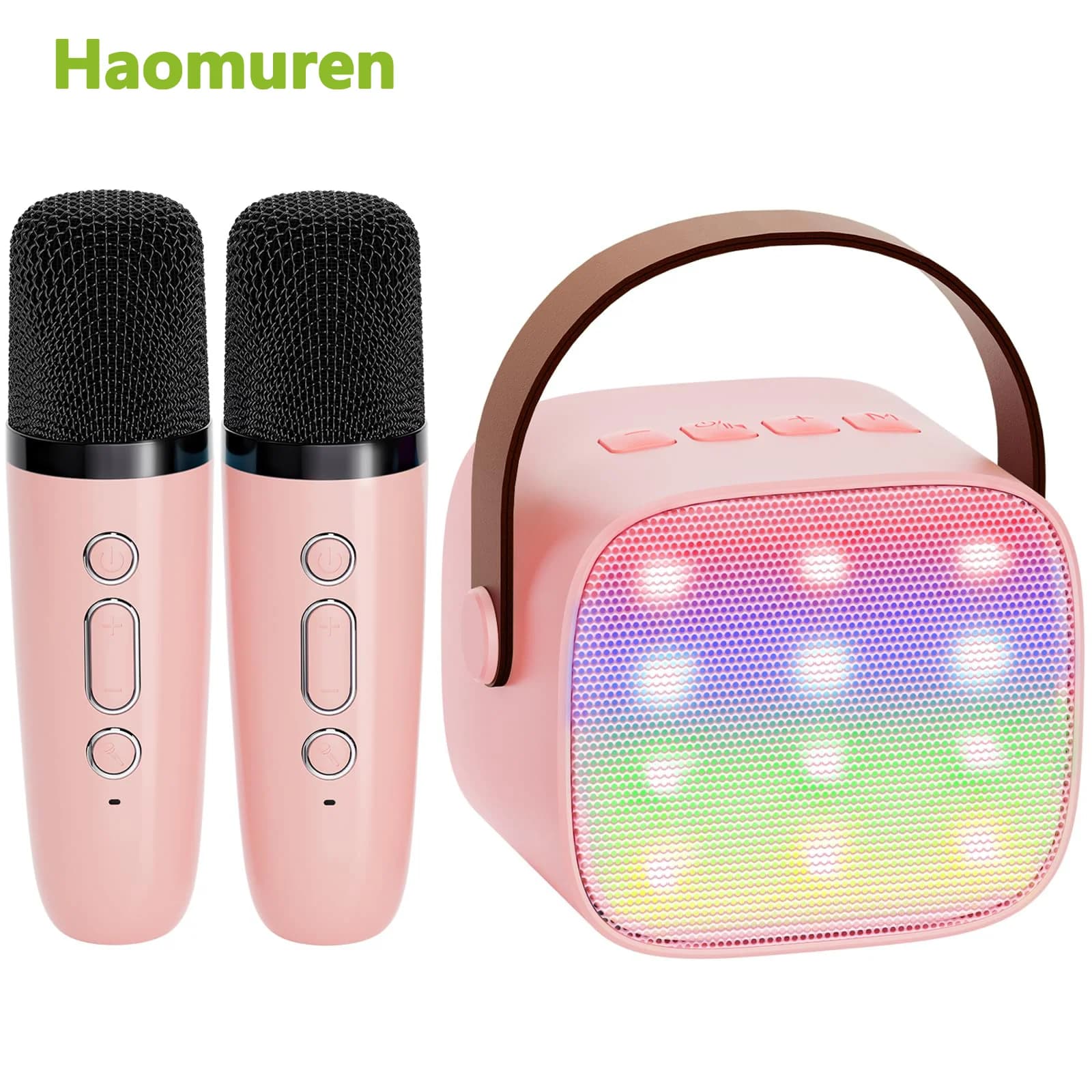 Mini Macchina per Karaoke Haomuren, Altoparlante PA Portatile Bluetooth 5.3 con Microfoni Wireless per Canto Familiare, Regalo K12