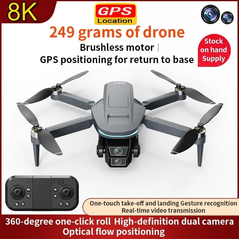 Drone Professionale con Telecamera 8K ESC, Posizionamento GPS, Seguimento Intelligente a 360° ° Droni RC Quadricotteri Brushless con Evitamento Ostacoli