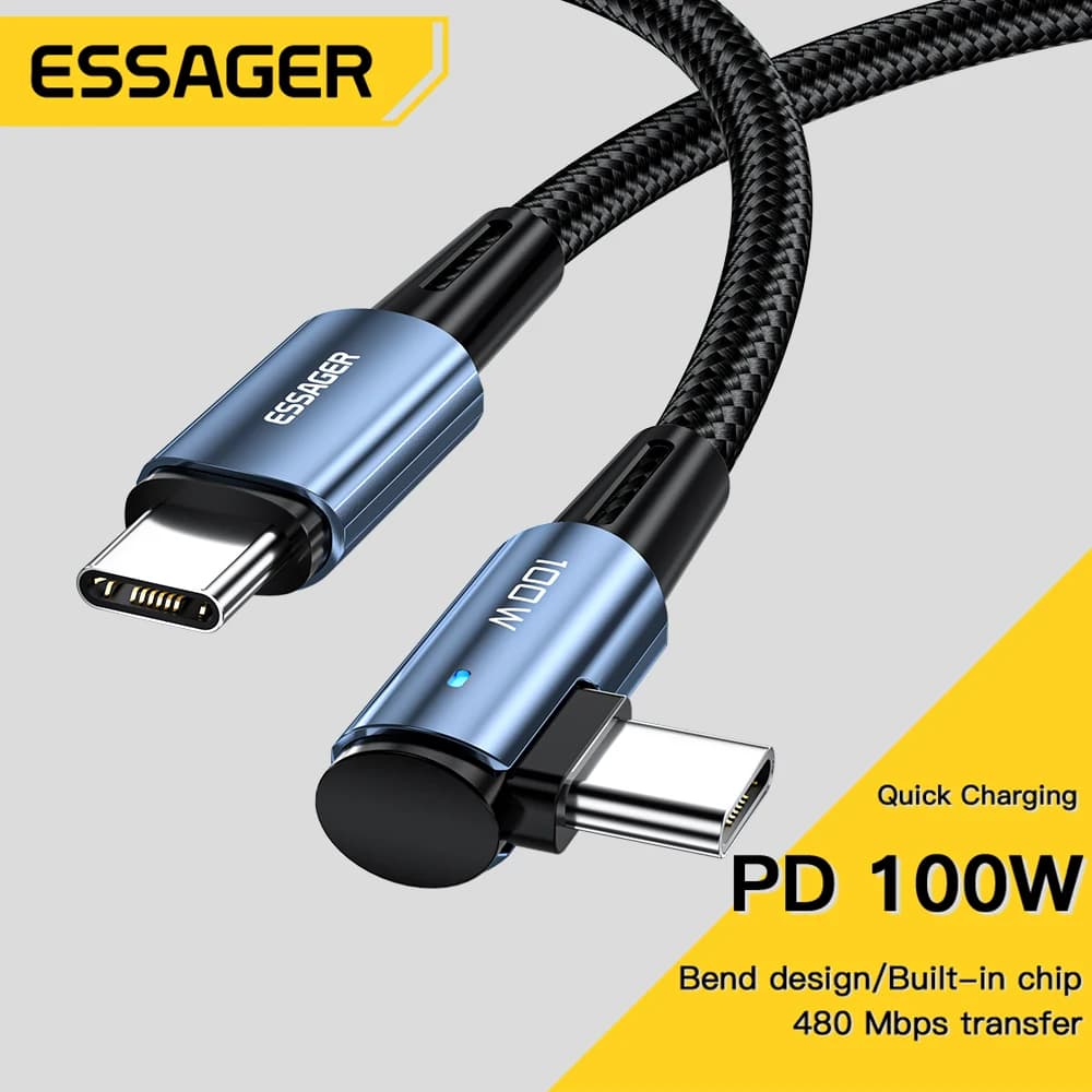 Essager 100W USB C to USB C USB-C cable PD Quick Charging for iPhone 15 Pro Max iPad MacBook Pro Xiaomi Samsung Huawei P60