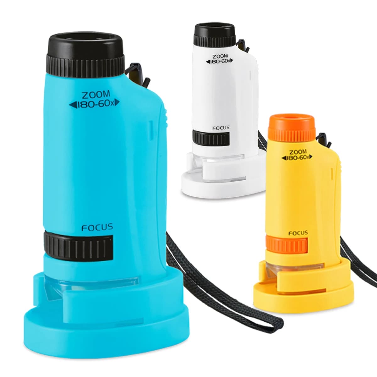 Kit di giocattoli portatili per mini microscopio, microscopio con luci a LED e 2 batterie a bottone AG13, regali di scienze biologiche per bambini