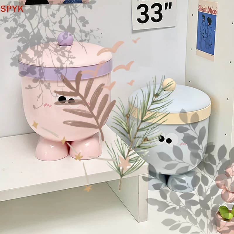 Keep Your Desk Spotless! Mini Desktop Trash Can With Lid, Cute Countertop Waste Basket For Office & Bedroom