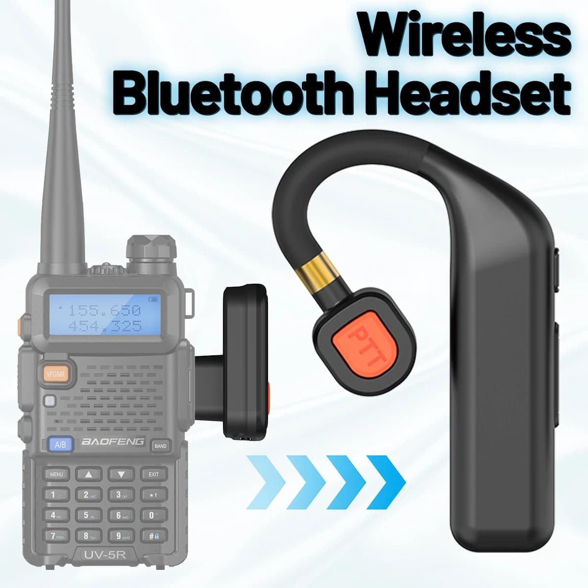 ABBREE Walkie Talkie Wireless Bluetooth Headphone Vivavoce Replacement Headset for Baofeng UV-5RH UV-32 DM-32 UV-5R MINI UV-21
