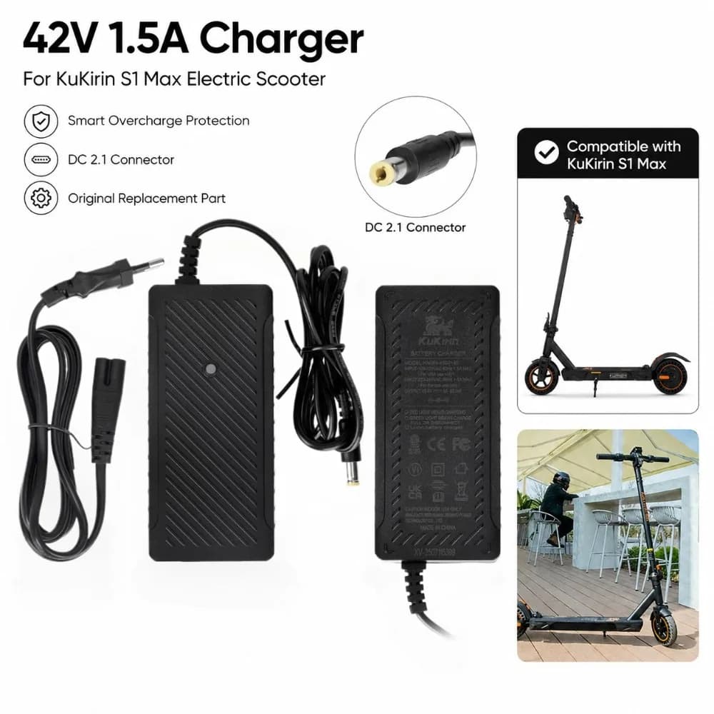 Suitable for Kukirin S1Max Electric Scooter 42V1.5ADC2.1 Intelligent Overcharge Protection Charger Original Replacement Part