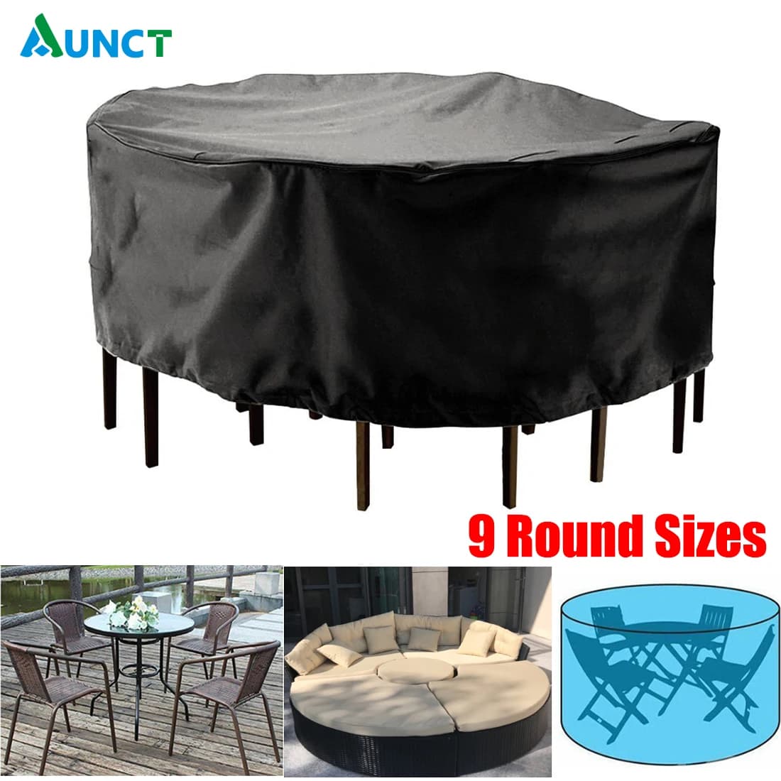 Outdoor Garden Furniture Cover Set Waterproof Round Table Chairs Oxford Wicker Sofa Protection Patio Rain Snow Dust Covers