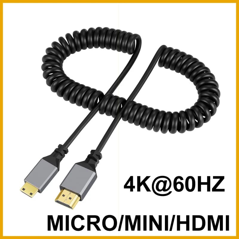 0.5-2.4M 4K@60HZ Straight HDMI 2.0 Compatible Extension Flexible Spiral Male Cable Projector Parts Vdeo Audio For HDT PS4/3 TV
