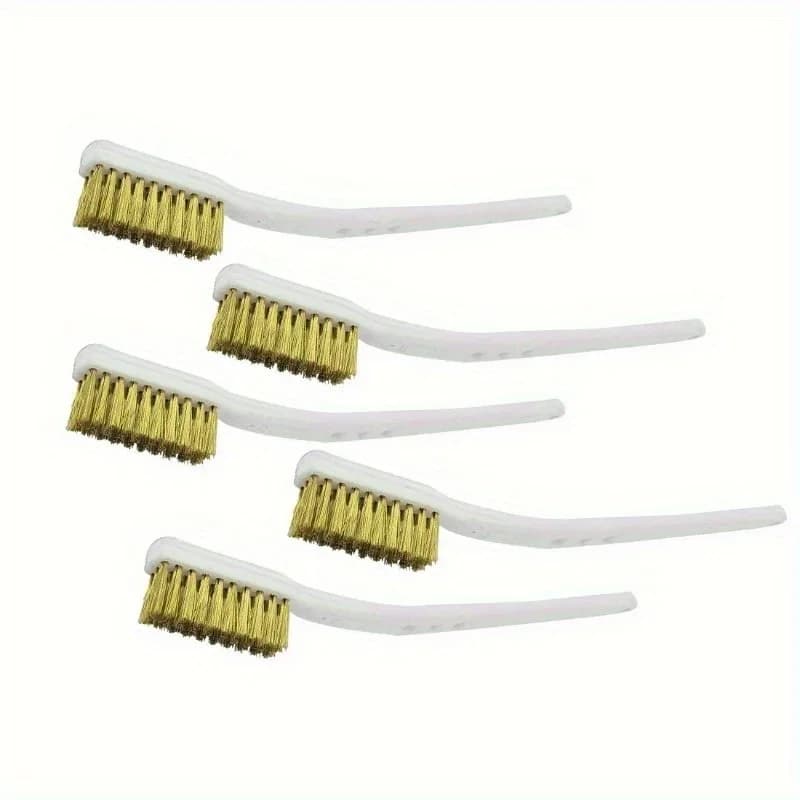 5 pezzi di spazzola metallica in acciaio giallo da 175 mm Mini spazzola metallica in acciaio per rimozione ruggine Spazzola per pulizia bava per lucidatura dei metalli industriale
