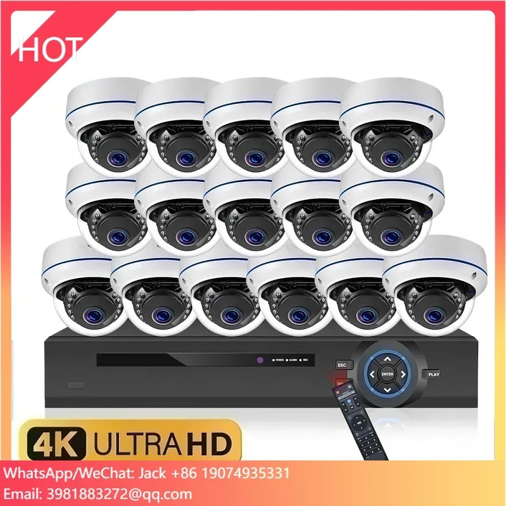 Face Detection 16 pezzi H.265 PoE Torretta cablata Telecamere 4K Dome 8MP 16CH NVR Kit 2x HDD 4K Sistema di telecamere di sicurezza per la registrazione 24-7