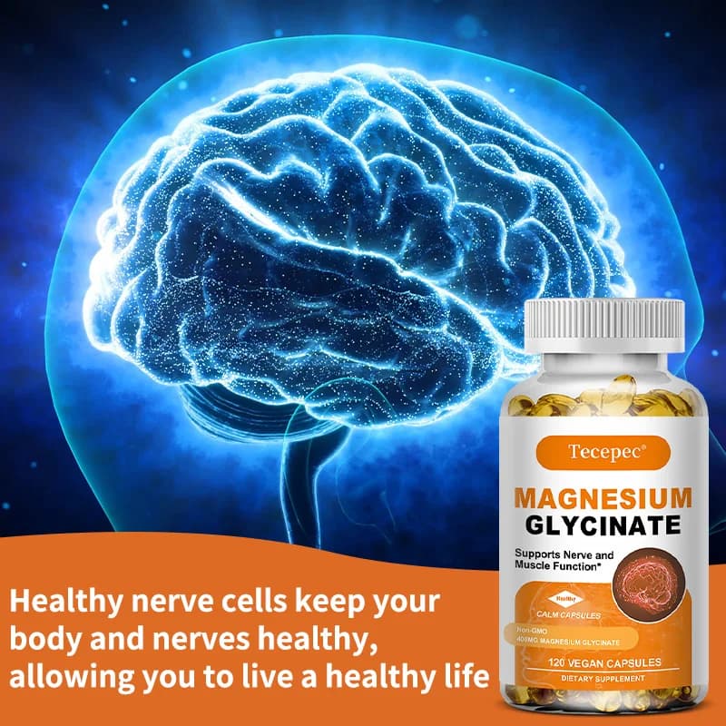 Magnesium Glycinate Capsules in High Absorption 400mg with Vitamin B6, Mineral Supplement for Muscle and Sleep Support for Adults