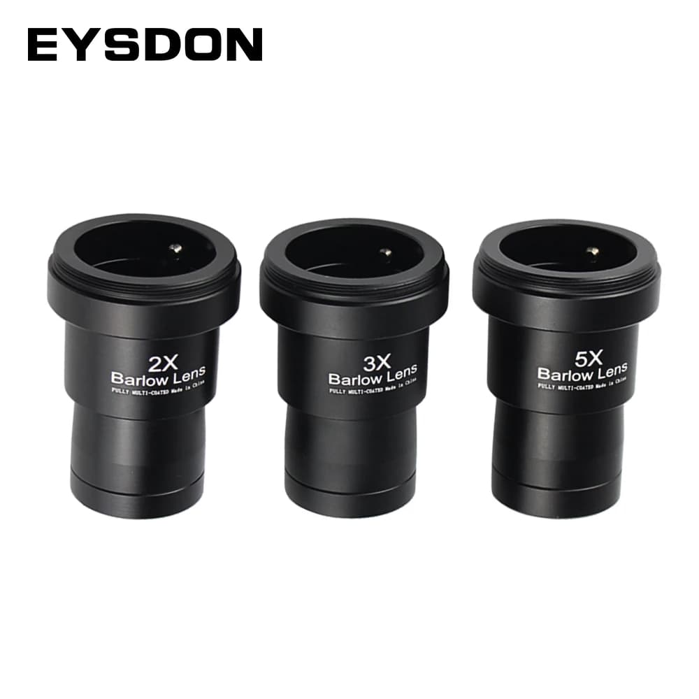 EYSDON 1.25 pollici 2x/ 3x/ 5x telescopio Barlow lente in metallo completamente rivestito estensore di lunghezza focale con filettature per montaggio su fotocamera M42