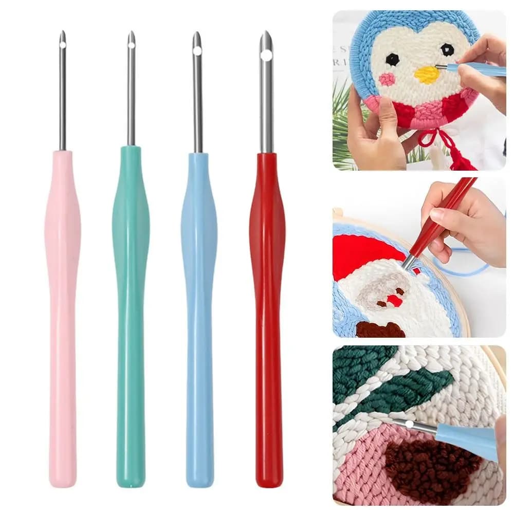 1/4Pcs Adjustable Embroidery Punch Needle Kit DIY Craft Stitching Applique Magic Embroidery Pen 2.5/3/3.5/5.0mm Tip