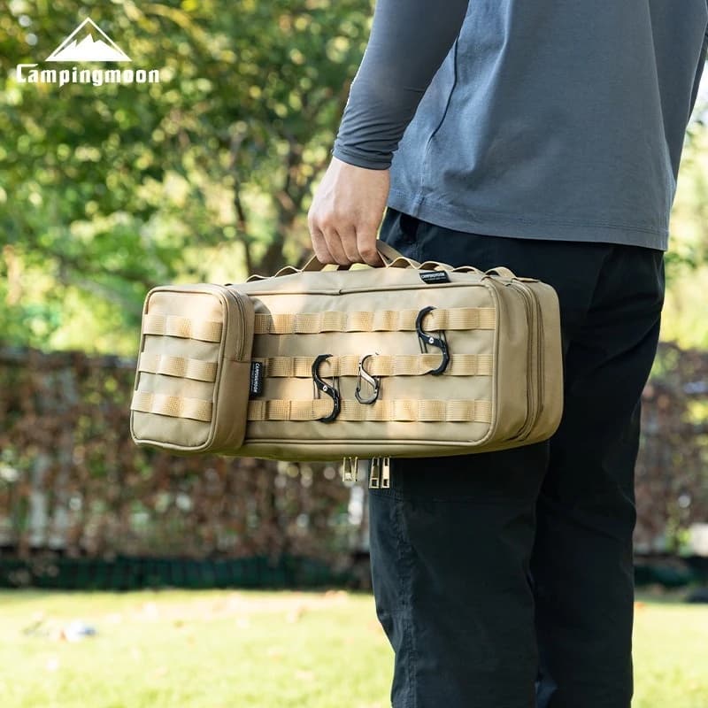 CAMPINGMOON BK-40 Portable outdoor camping bag in black water resistant survival canvas for curtain pads