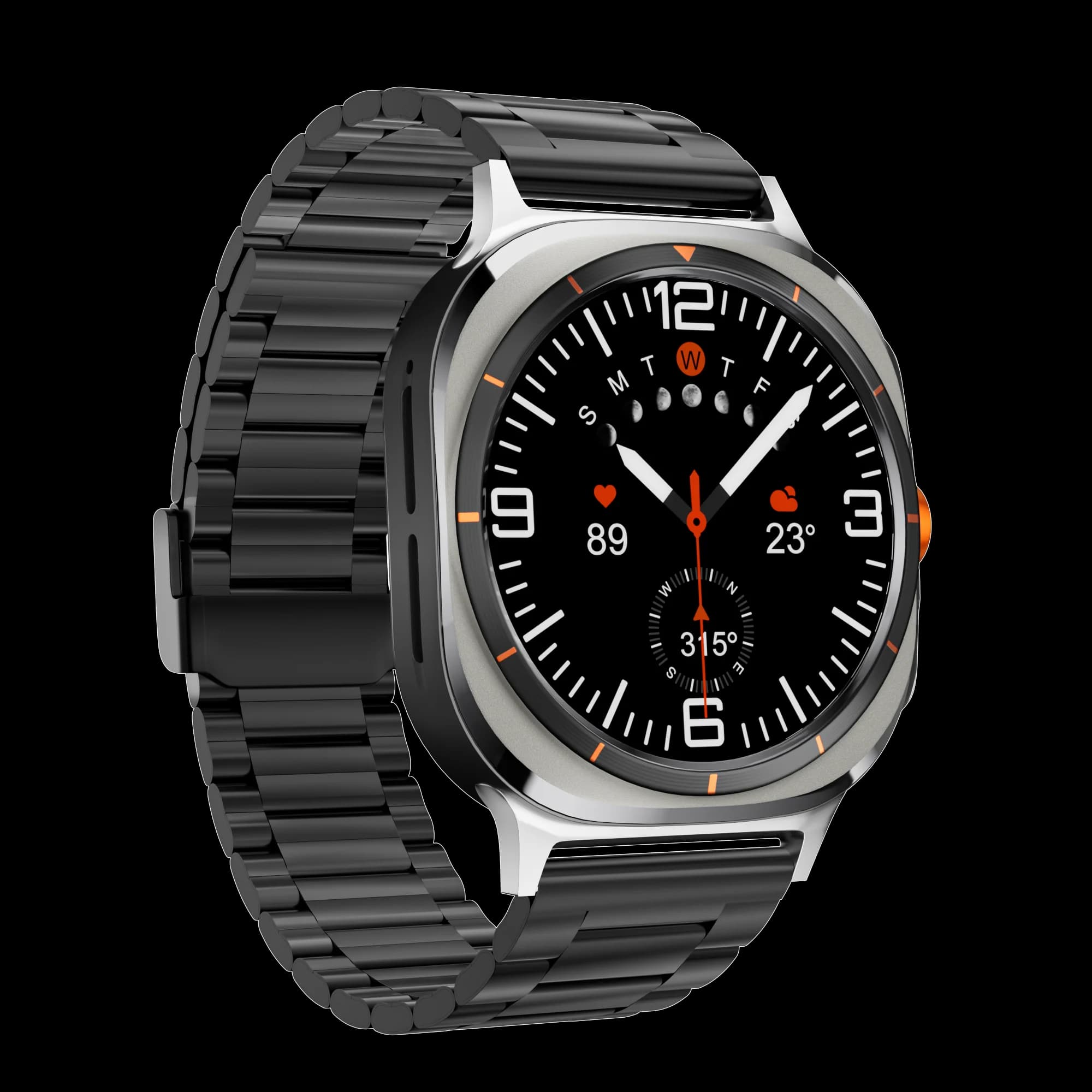SK7 Ultra Smartwatch with 5.3 inch AMOLED screen, Bluetooth calls and wireless charging support.