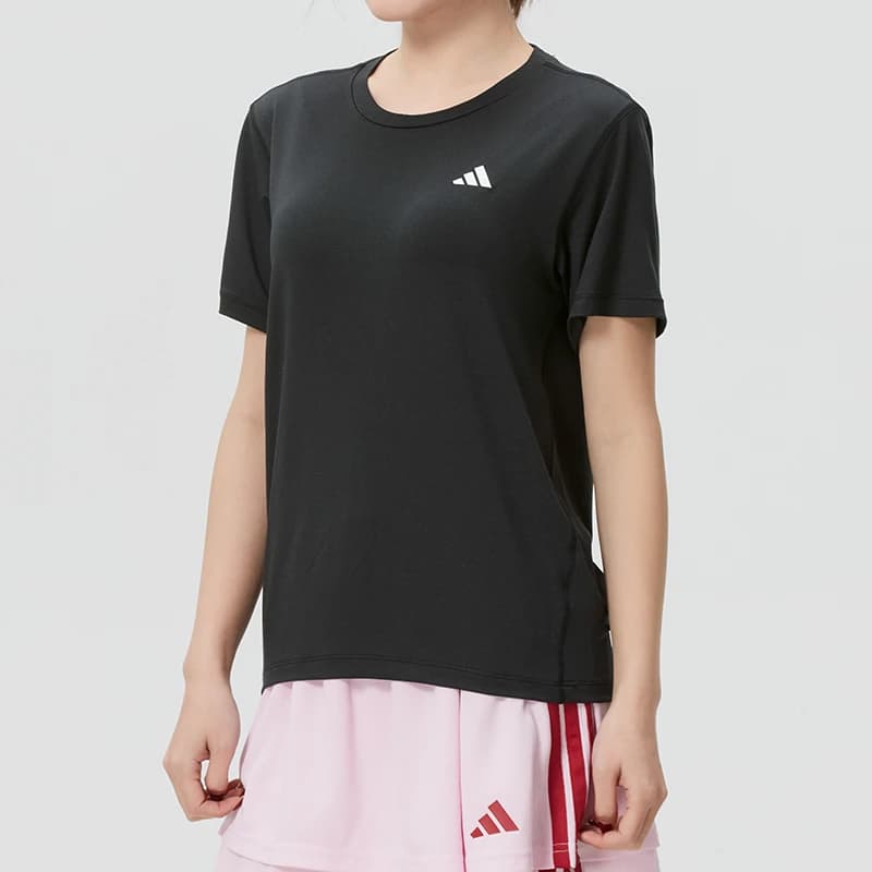 Adidas Women's Sportswear Running Short-Sleeved T-Shirt Round Neck Breathable Quick-Drying Fitness Training Top Ku8737