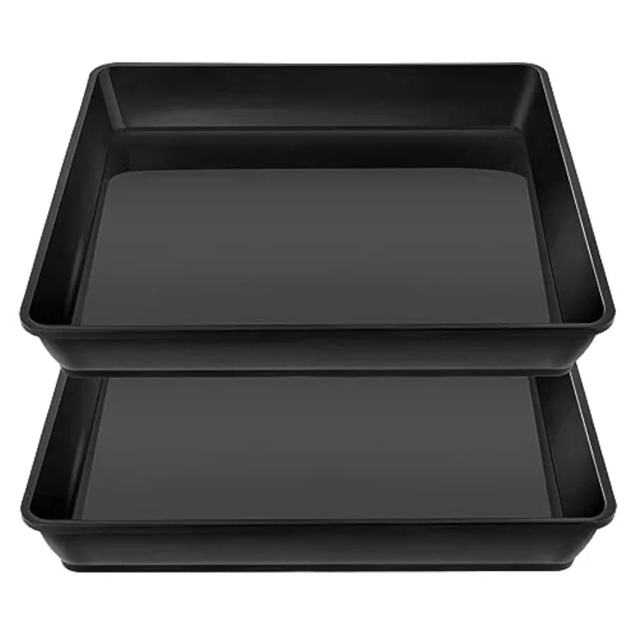 Sottovaso Quadrato per Piante 12 Pollici, Confezione da 2, Vassoi in Plastica Resistente per Vasi, Sottovasi Quadrati per Piante da Interno ed Esterno