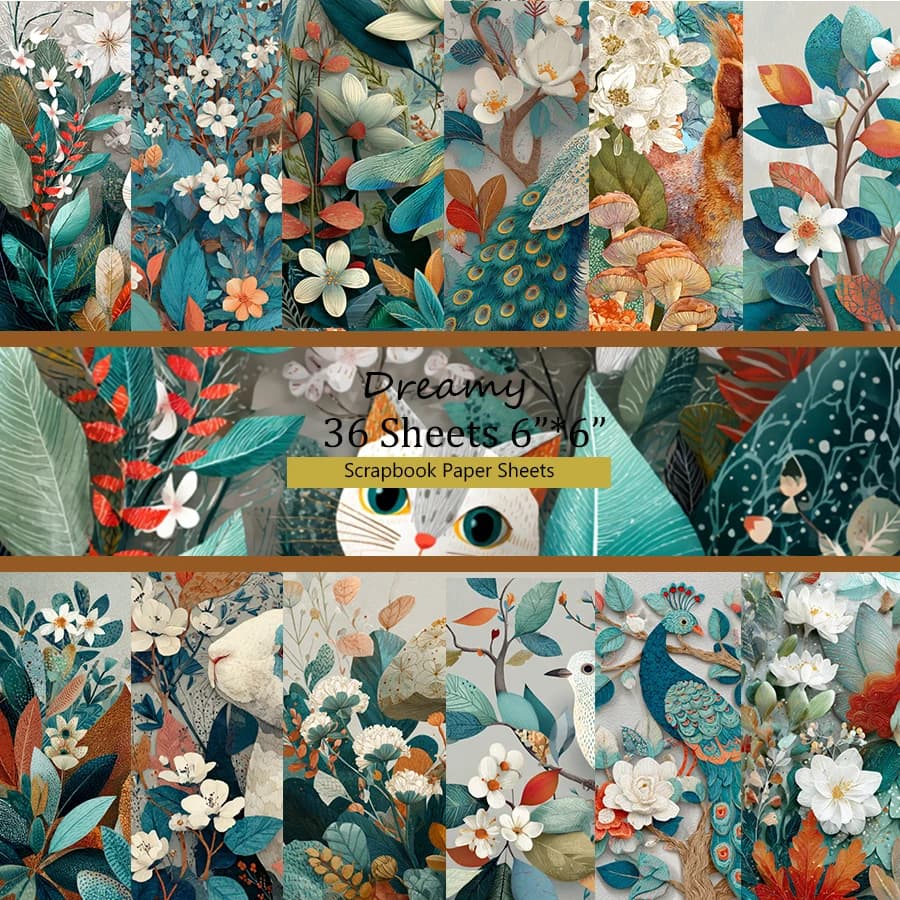 6"x6" Scrapbook Paper Set (36 Sheets): Craft Patterns for Scrapbooking, Origami, Planner & Card DIY .