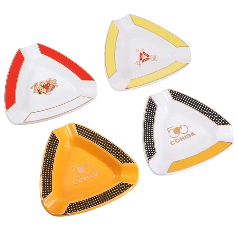 1pc Gadget per sigari di alta qualità Posacenere per sigari per la casa Posacenere per sigari portatile in ceramica a 3 scanalature Posacenere per sigarette per tabacco