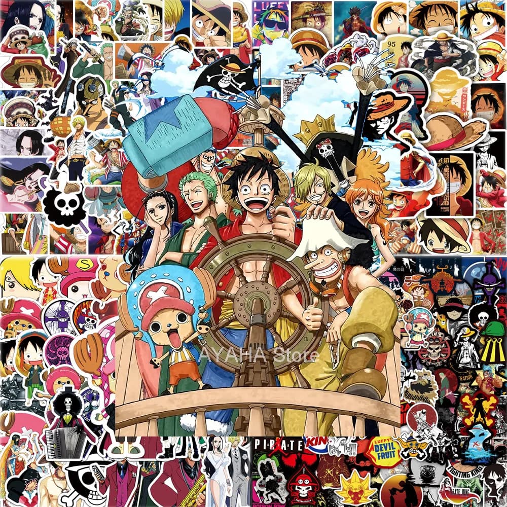 48/50/100pcs Anime ONE PIECE Adesivi Decalcomanie Graffiti Skateboard Laptop Telefono Auto Rufy Chopper Fresco Cartoon Adesivo per I Bambini