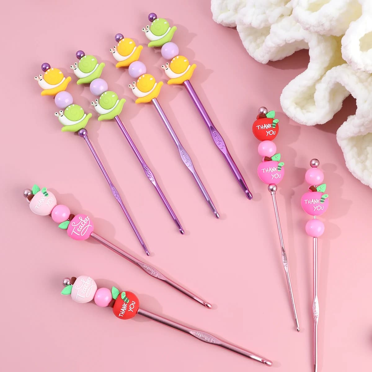 4pcs Bead Crochet Hook Set 3.0-6.0mm Aluminum Knitting Needle Single Head Yarn Knitting Crochet DIY Sweater Weaving Accessories