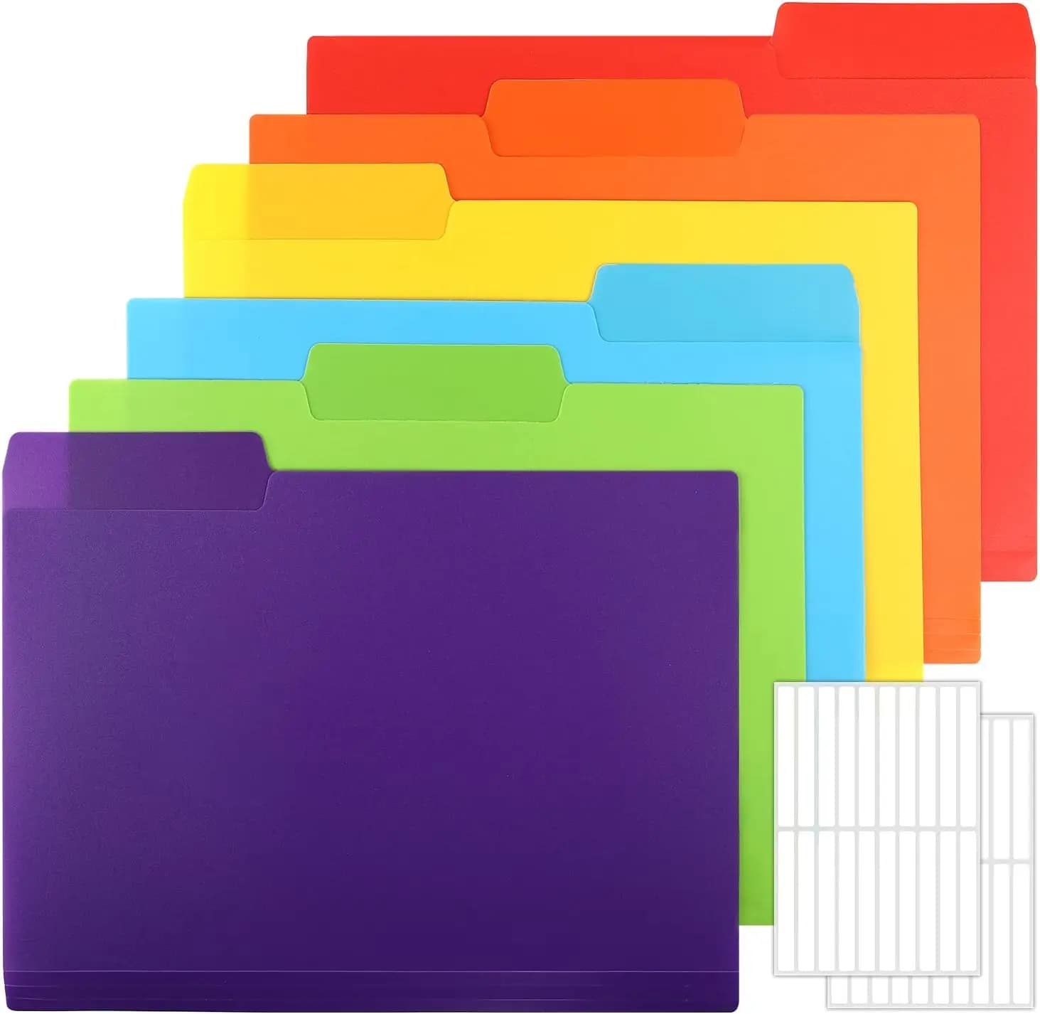 30 cartelle colorate, cartelle Manilla da 9'' x 11.6'', cartelle in plastica, cartelle in polipropilene a 3 linguette, 6 colori con 40 linguette cancellabili