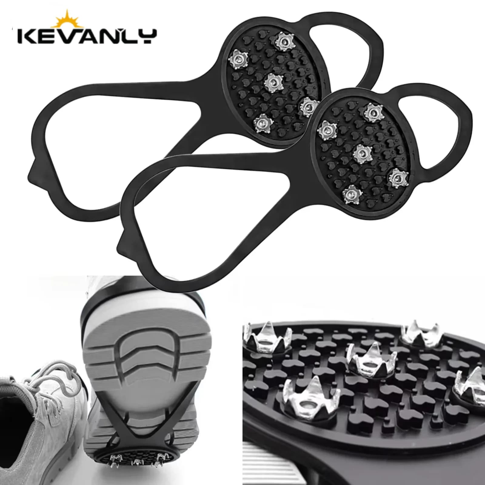 1 paio 5 borchie antiscivolo ghiaccio neve campeggio passeggiate scarpe da trekking stivali di sicurezza invernali ramponi da arrampicata professionali universali