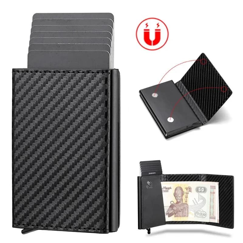 Porta carte di credito ID Unisex portafoglio Bifold con blocco RFID con chiusura magnetica portafoglio donna uomo con scomparto per banconote
