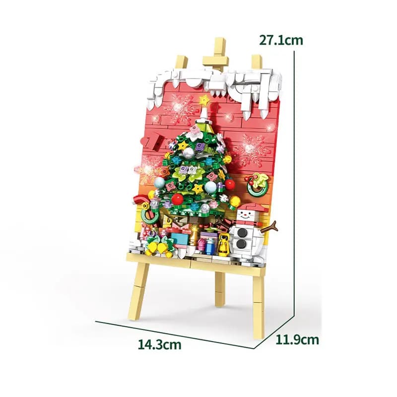 MOC Albero di Natale Disegno Puzzle Building Blocks Fai da te Slitta Modello di auto Mini mattoni Bambini Assemblaggio di articoli regalo giocattolo Decorazione della casa