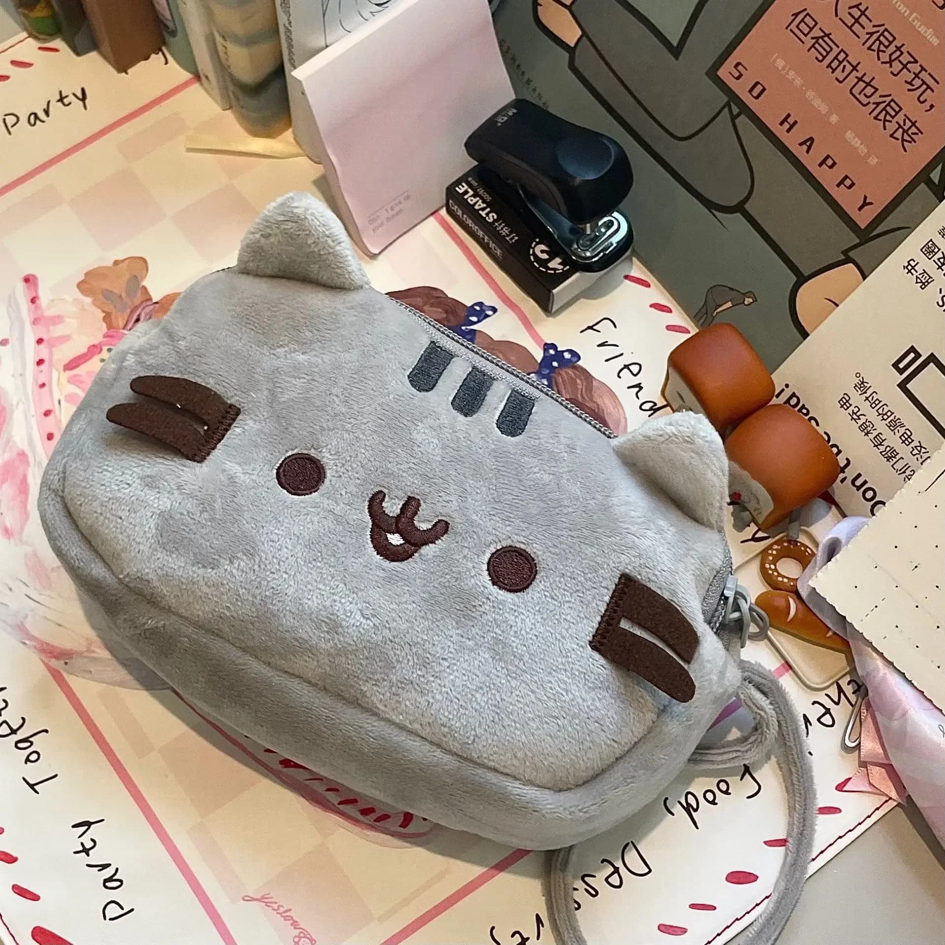 Astuccio Peluche Gatto Gigi Carino e Grasso per Ragazze, Stile Kawaii Ins, Borsa Portapenne ad Alta Capacità, Adorabile Organizer per Cancelleria