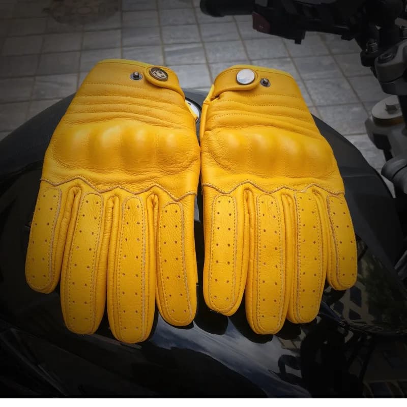 Motorcycle Protection Retro cow leather equipment Men's leather gloves Women's cycling touch screen gloves fall and winter