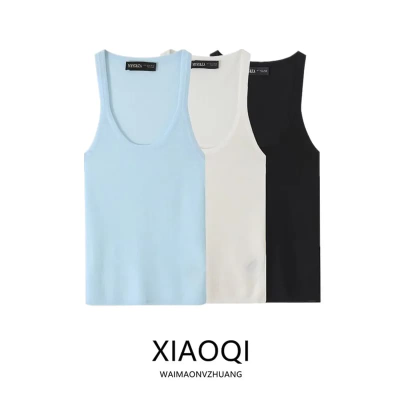 Summer 2026 Women's Fashion Sleeveless round Neck Pure Color Fine Needle Knitted Top New Arrival Color Crew Neck Sweater
