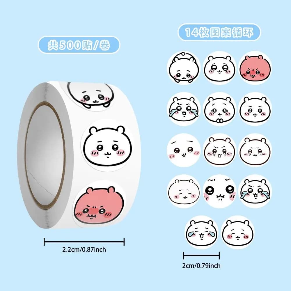 New K-POP Chiikawa Kii Head Stickers Roll Stickers Cartoon Party Decoration Dessert Sealing Stickers Birthday Gifts 2026