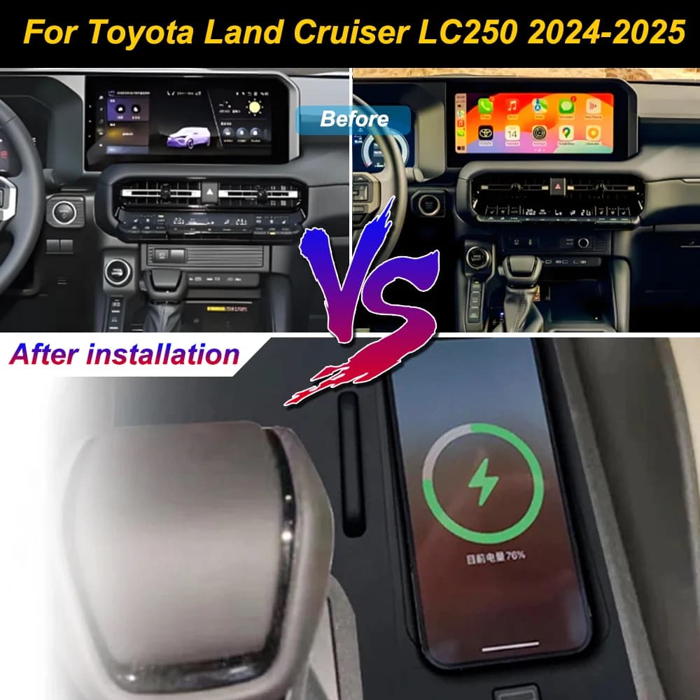for Toyota Land Cruiser Prado 250 LC250 J250 2024 2025Car Wireless Mobile Phone Charger Center Console Storage fast plate holder