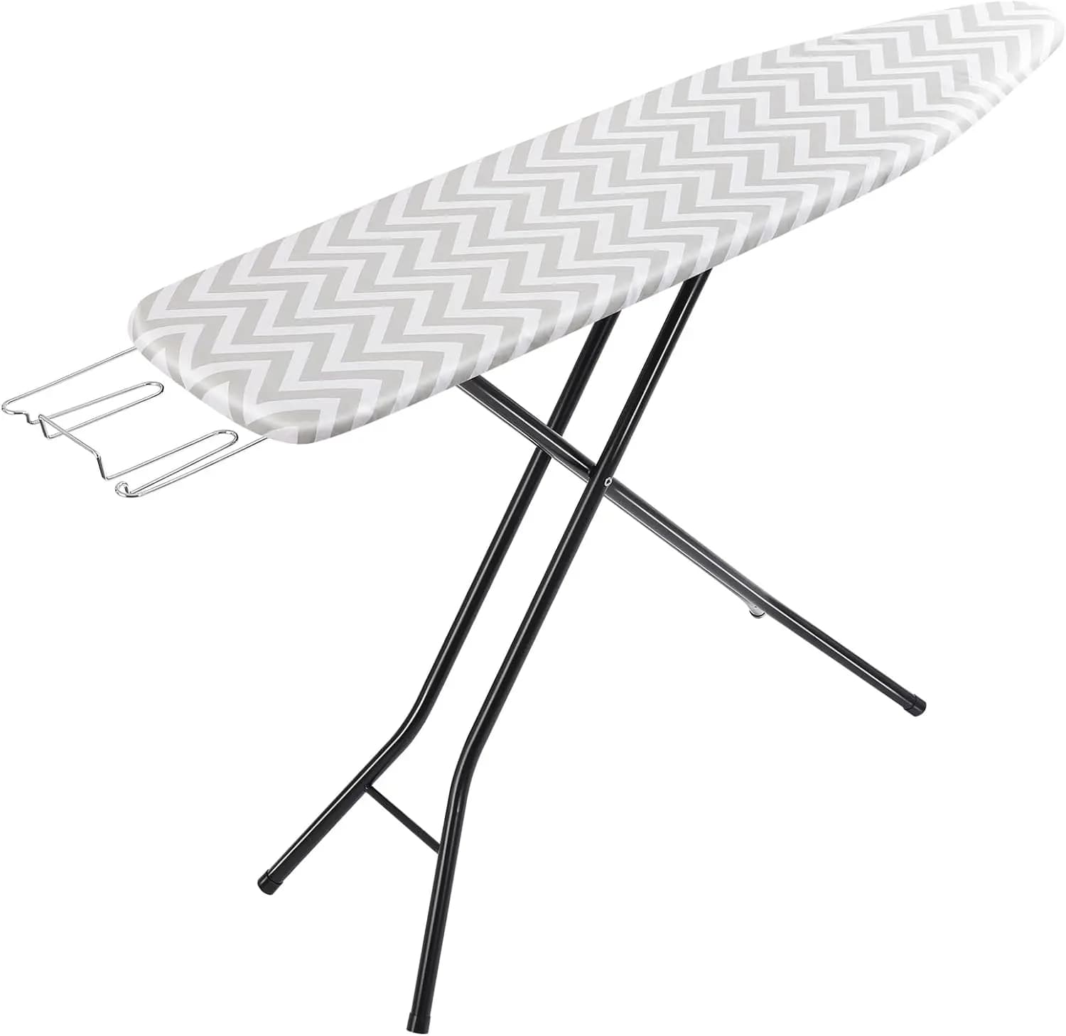 Asse da Stiro Pieghevole Regolabile a Grandezza Naturale con Design a 4 Gambe Richiudibili e Copertura Chevron Rimovibile, 60x14x38 Pollici