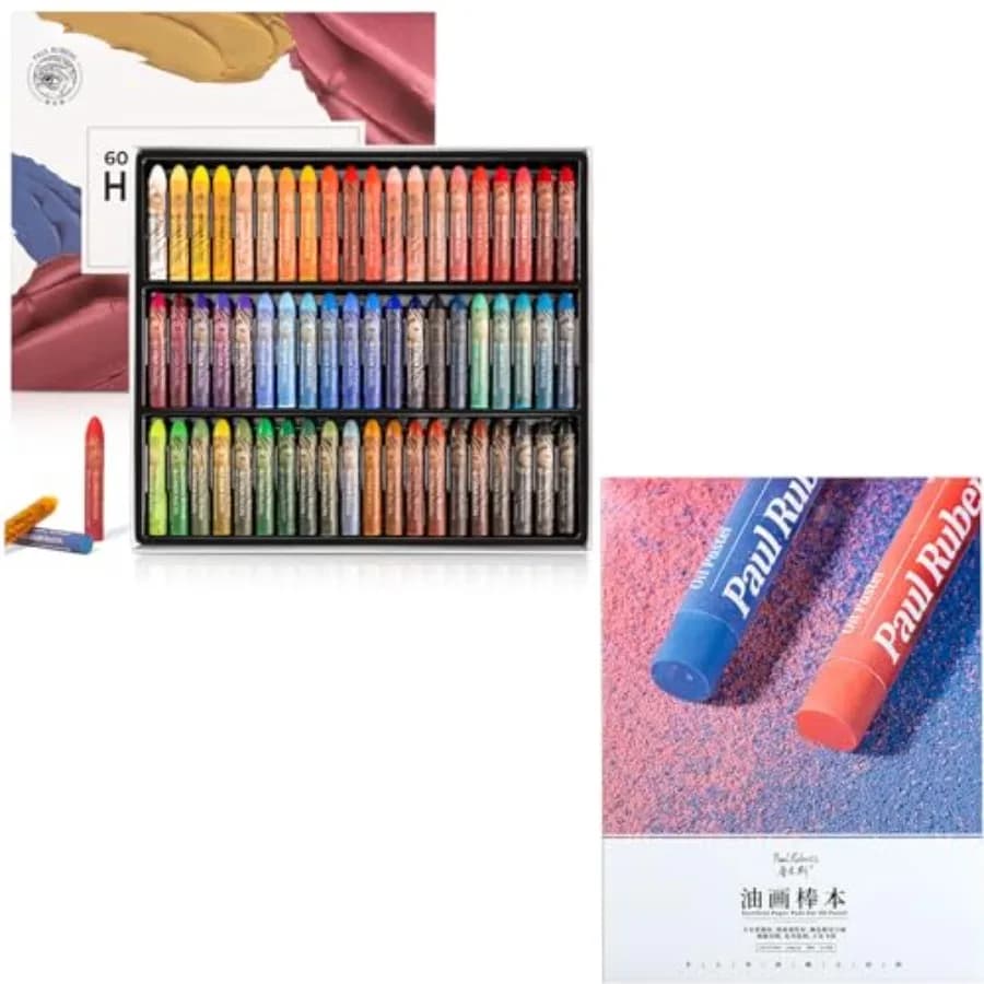 60 Vibrant Colors Oil Pastel Set Oil Pastels Paper, Mixed Media Sketchbook, 112lbs/240gsm Acid-Free Art Papers 8.7 x 11.7, 30 S