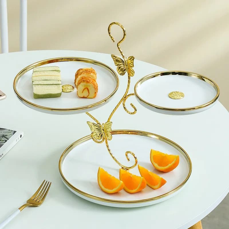 Piatto per frutta a tre strati in ceramica Phnom Penh, moderno e semplice, piatto per frutta secca, piatto decorativo per gioielli.