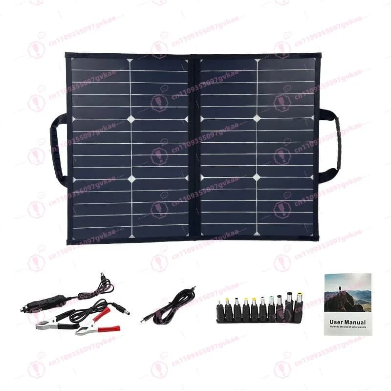 Kit Pannello Solare 50-1000W 18V Completo, Stazione di Energia Solare Pieghevole Portatile per Campeggio, Generatore Caricabatterie per Auto, Barca, Roulotte, Campeggio
