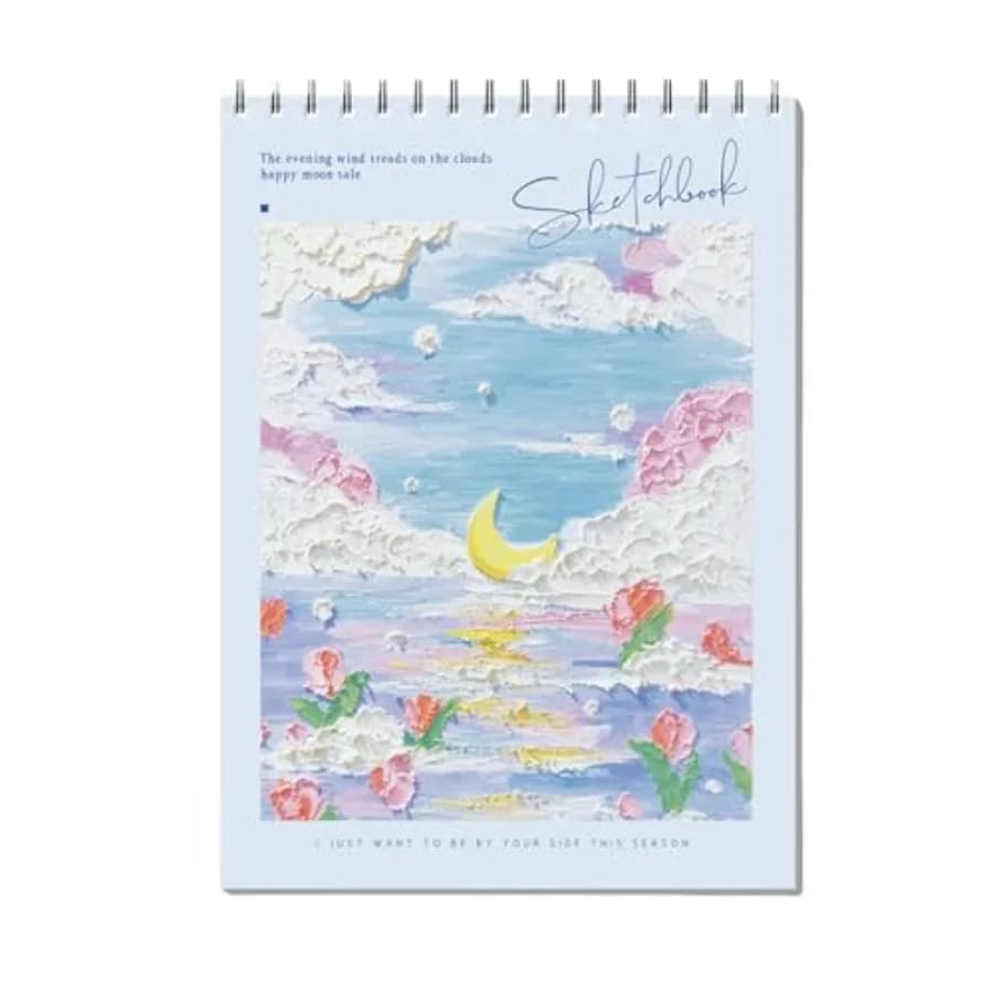 Cover Cute Spiral Sketchbook 8x11.5 Drawing Pad spiral sketchbook 8x11.5, 45 sheets/90 pages 100gsm paper; art drawing supply f