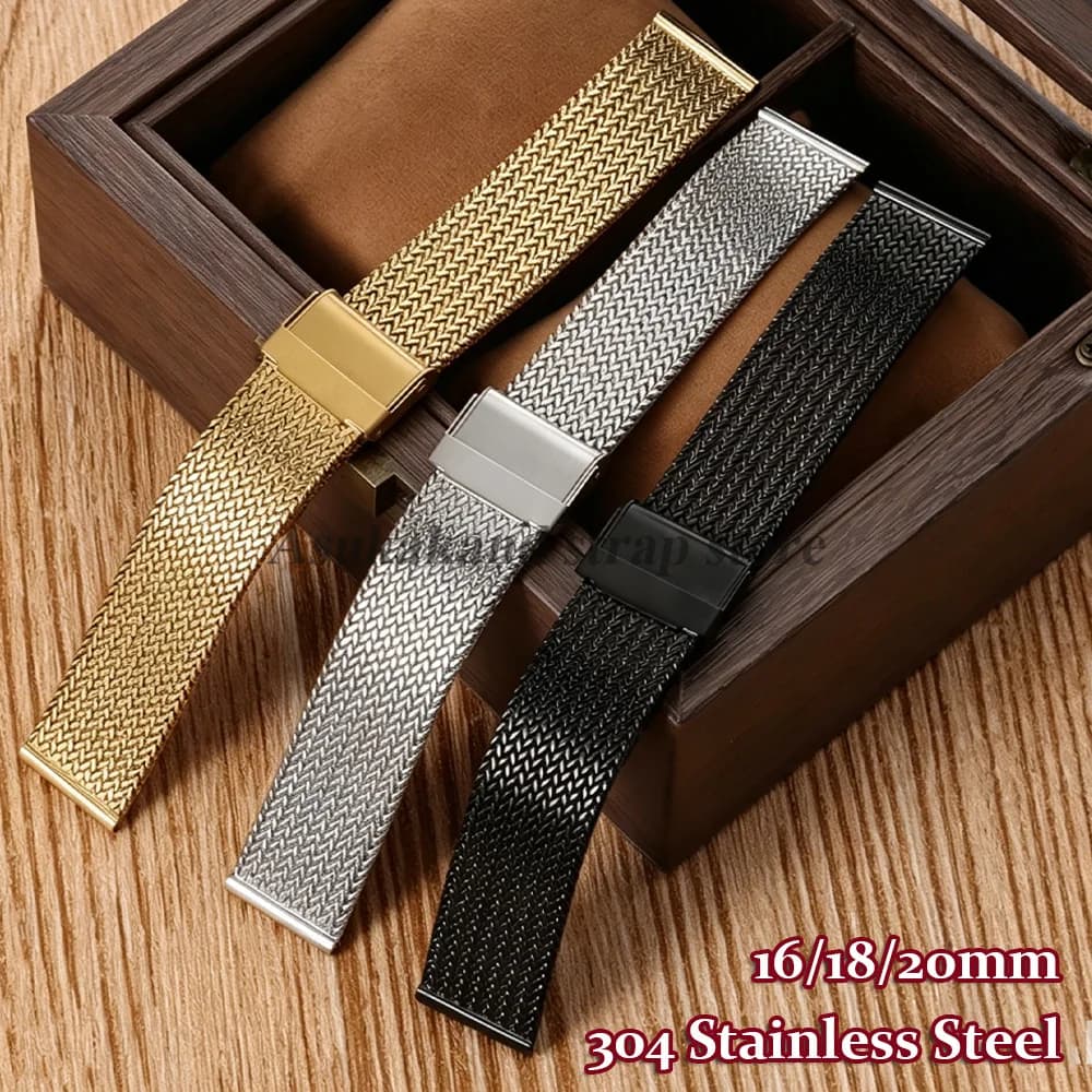 Cinturino in Acciaio Inossidabile Milanese da 16mm 18mm 20mm per Orologi DW e Seiko, Bracciale Universale in Metallo per Uomo e Donna