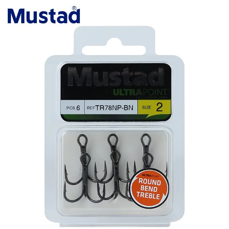 Gancio Mustad TR78NP-BN Fondo tondo Doppio forte Tre ganci Spessore ad alta resistenza Tre ganci di ancoraggio Gancio da strada