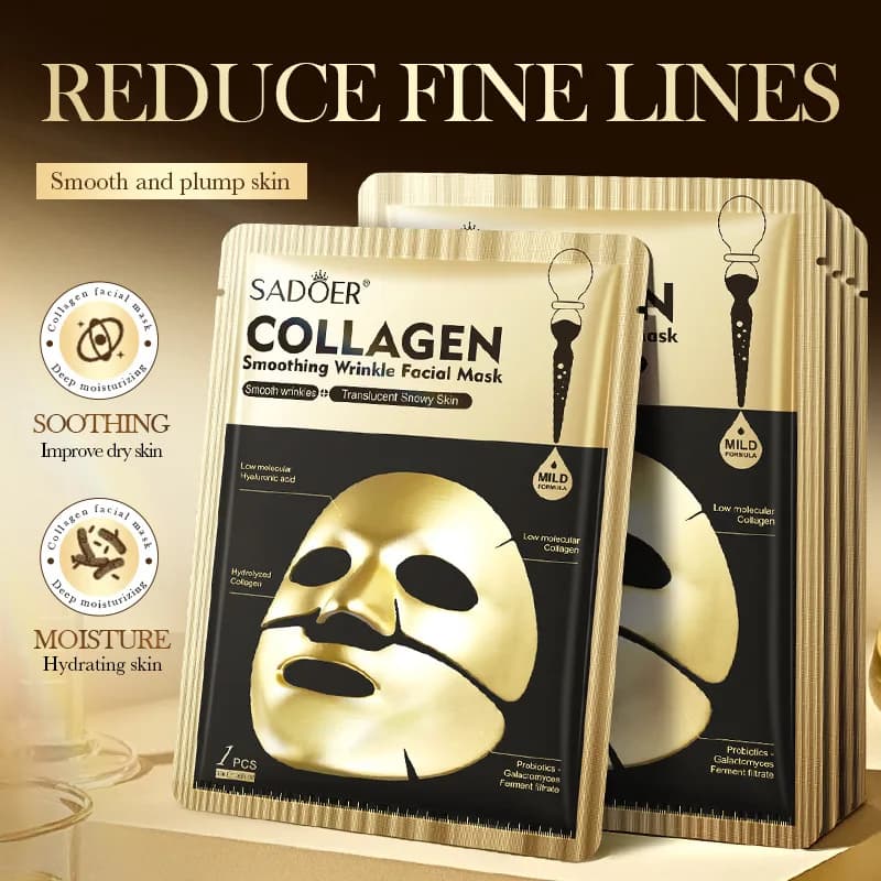 SADOER Maschere per il viso al collagene dorato Idratante Anti-età Anti rughe Maschera per il viso Maschere al collagene Prodotto per la cura della pelle