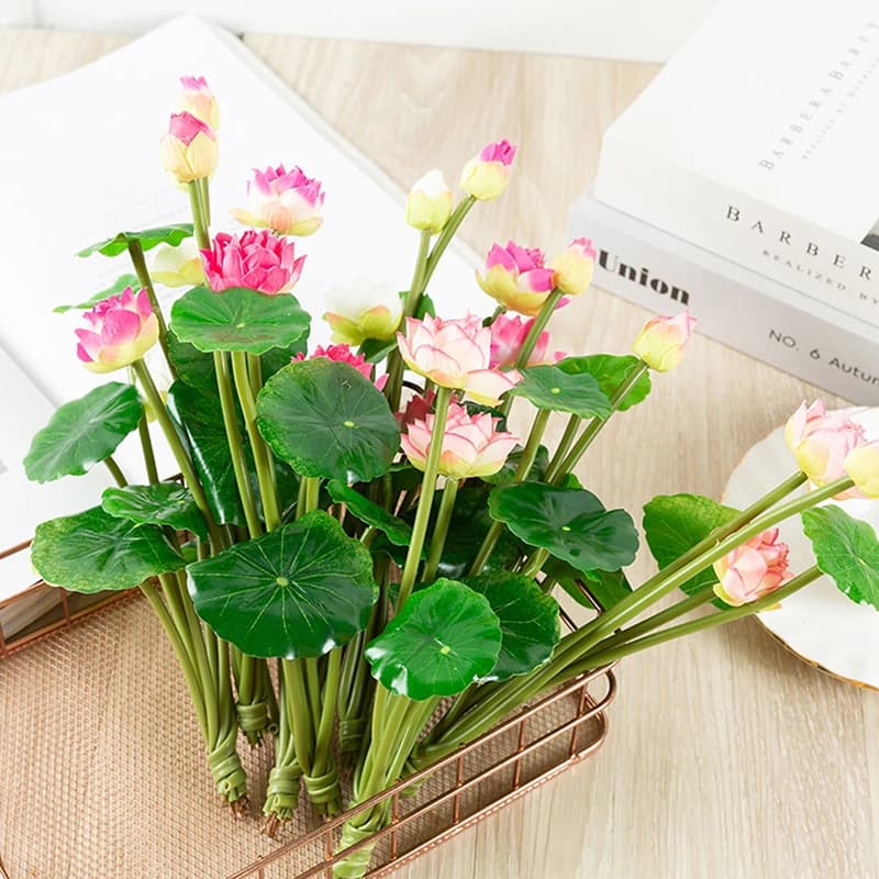Lotus Simulation Artificial Flower Water Lily Micro Landscape Decorations for domestic plants