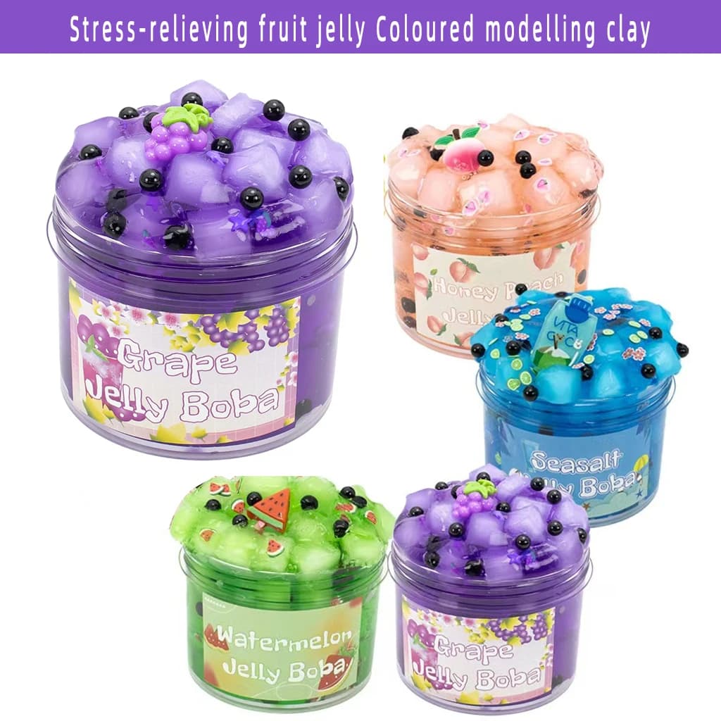 Stress-relieving fruit jelly Coloured modelling clay Slime Set Super Soft Non-Sticky Funny DIY Crystal Mud Reduce Stress Toys