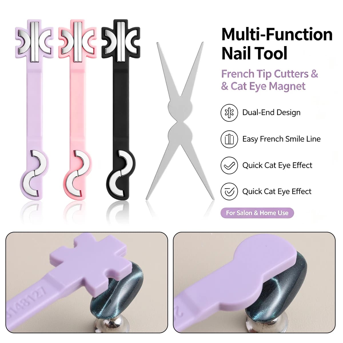 S-shaped wave nail magnet—a multi-pattern cat-eye nail tool for creating various cat-eye effects with magnetic gel polish.