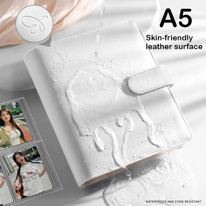 SINGBA A5 6-Ring Magnetic Card Binder Album Matte 4-Pocket PU Leather for 3" 3.5" Photocard Polaroid Collection