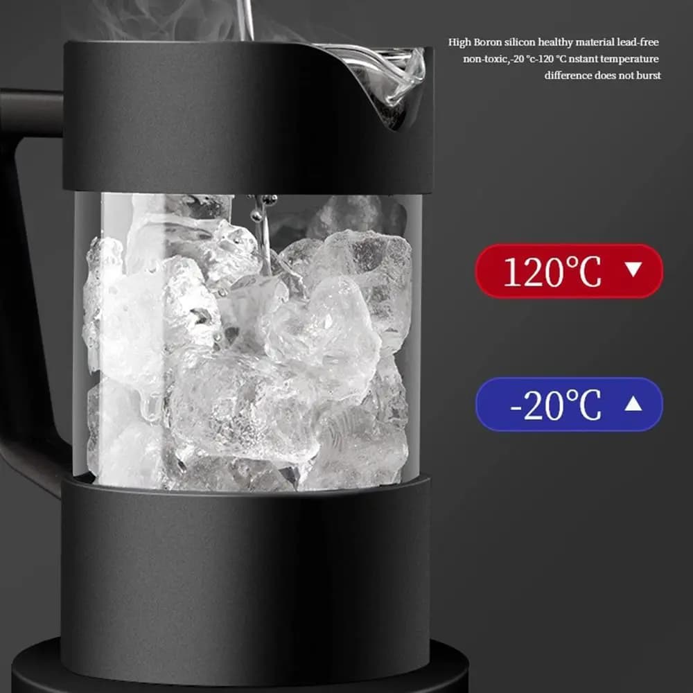 Caffettiera French Press in Vetro Spesso, Resistente al Calore, Lavabile in Lavastoviglie, in Vetro Borosilicato con Sistema di Filtrazione