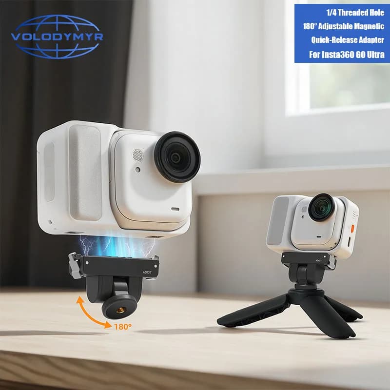 VOLODYMYR Insta360 GO Ultra Adattatore Magnetico Regolabile con Foro da 1/4 di Pollice, Supporto per Fotocamera a Sgancio Rapido, Accessori per Casco Moto