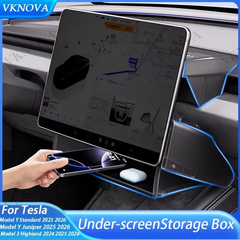 Per Tesla Modello Y Standard 2025 Scatola di immagazzinaggio per auto Vassoio portaoggetti nascosto sotto lo schermo di controllo centrale per Model3 Y