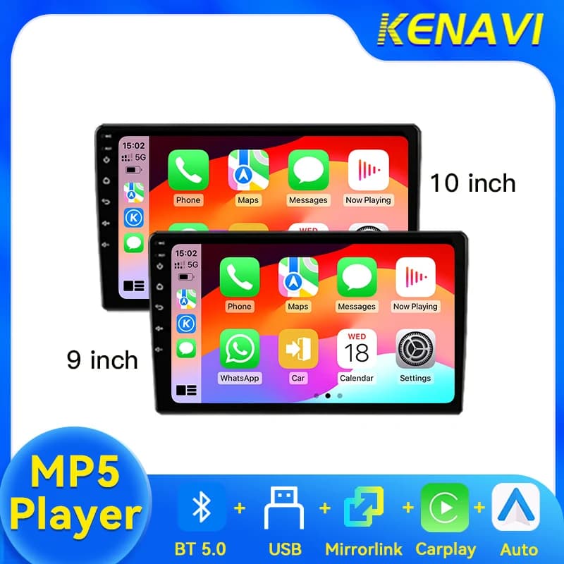 La radio universale per auto MP5 da 9/10'' pollici supporta Carplay Android Auto Mirrorlink RDS FM AM Bluetooth ricevitore audio multimediale per auto