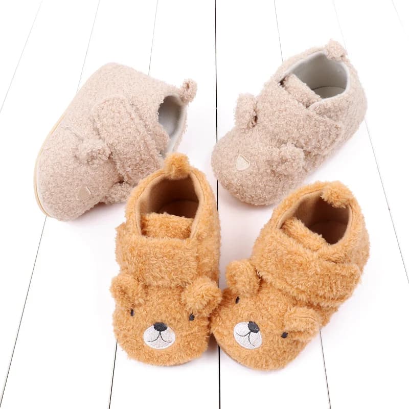 COMFY KIDS Scarpe da passeggio per bambini con fodera in pile, morbide, elastiche, antiscivolo, calde, con chiusura a strappo, per interni ed esterni, invernali
